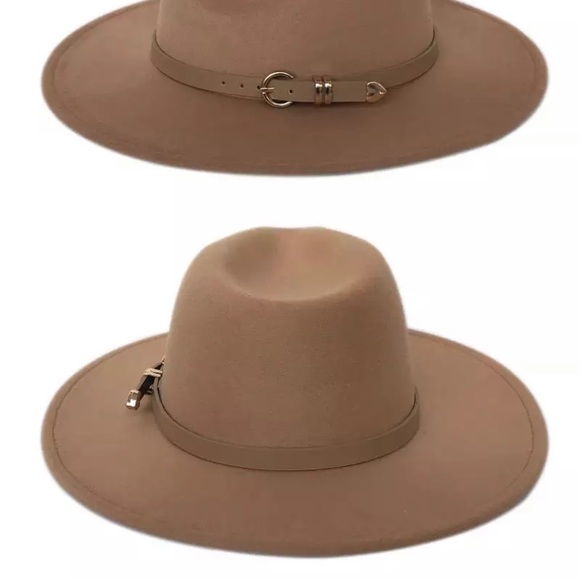 Rust Orange Wool Felt Belted Fedora Hat - Picture 2 of 3